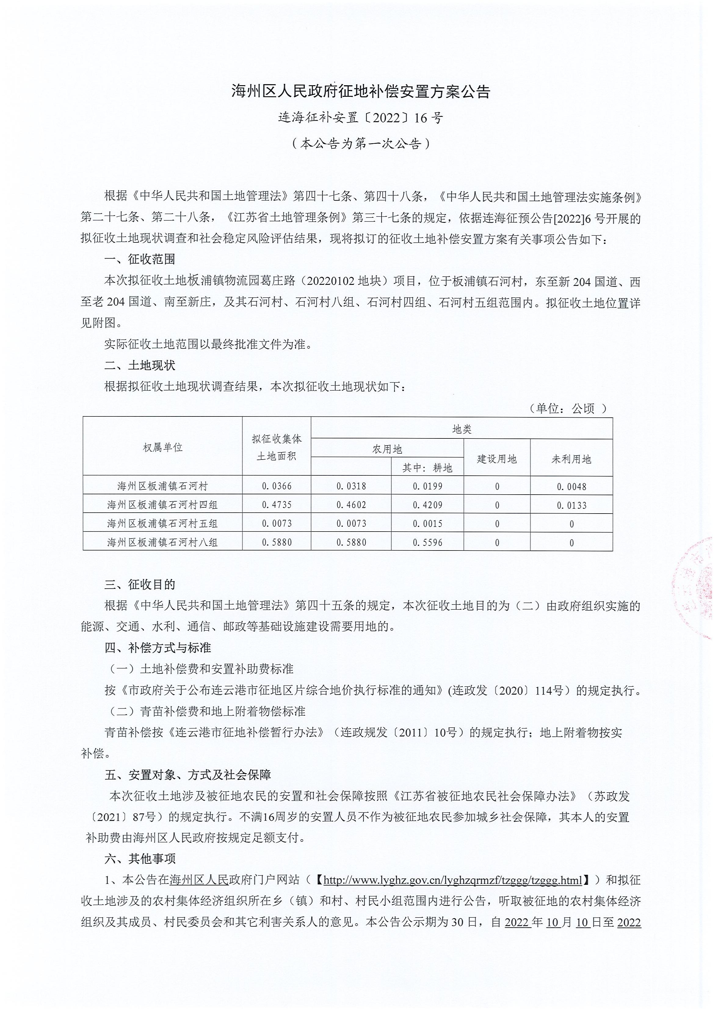 海州区人民政府征地补偿安置方案公告连海征补安置〔2022〕16号葛庄路_00.jpg