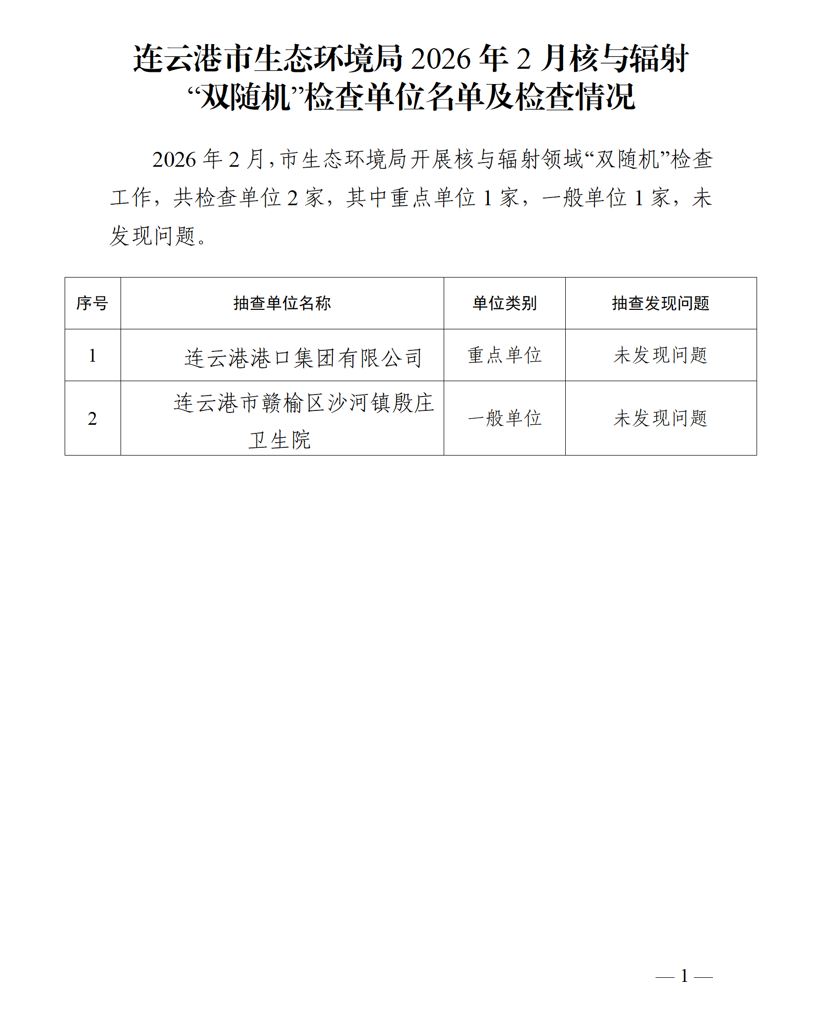 市生态环境局2026年2月核与辐射 “双随机”检查单位名单及检查情况.png