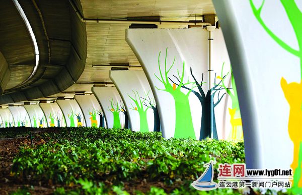 但是通过桥墩美化,给它们画上海洋和森林特色的图画